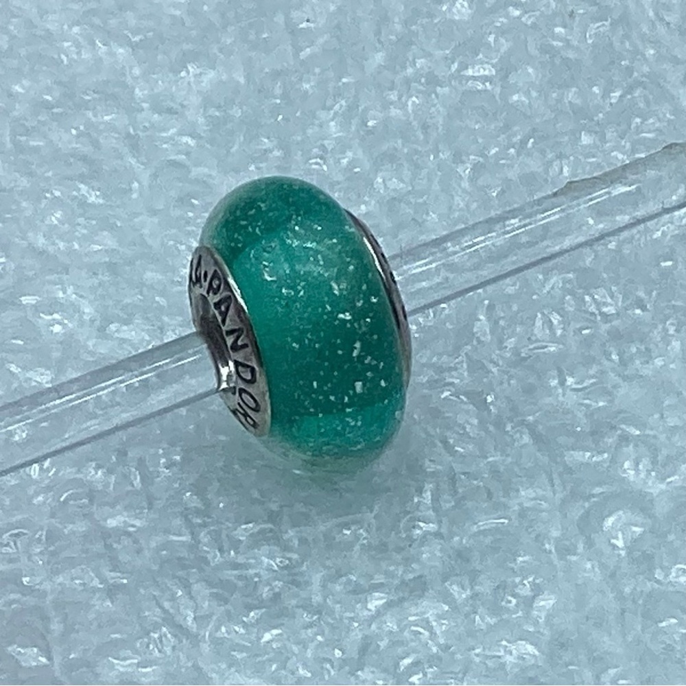 Pandora,” Turquoise Shimmer” Silver Murano Glass Charm 791658 M5-5